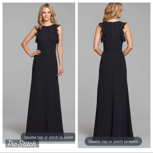 Hayley Paige Occasions black chiffon- 5863 - Picture 1 of 12